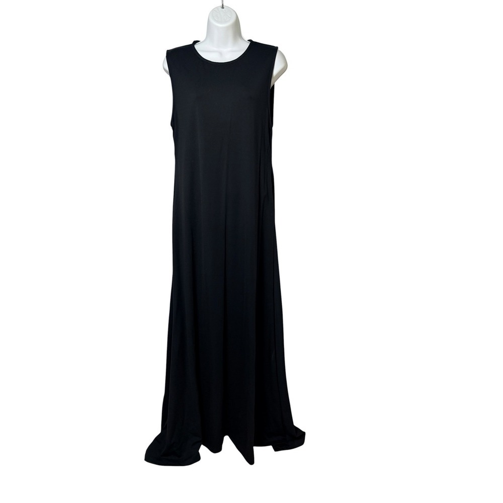 PAUSE Womens Black Sleeveless Round Neck Maxi Dress Size S Minimalist Stretch
